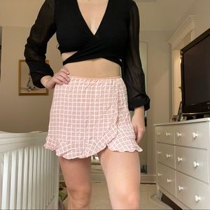 PINK & WHITE CHECKERED MINI SKIRT SIZE M
